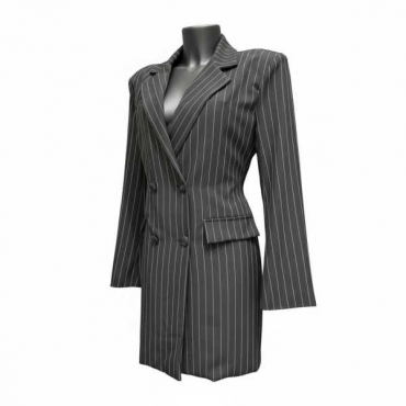 Blazer Dress Gessato Con Cintura Regolabile