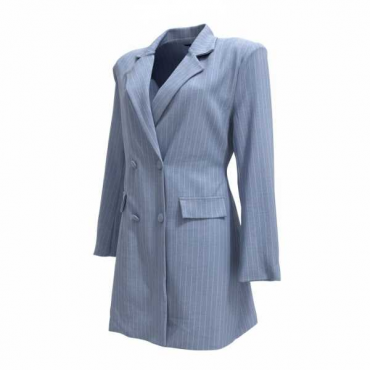Blazer Dress Gessato Con Cintura Regolabile