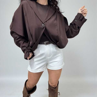 Trench Corto Modello Mantella Con Maxi Revers