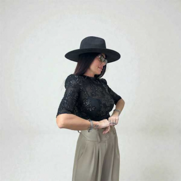 Body Lupetto In Tulle E Paillettes