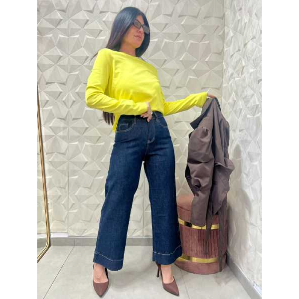 Jeans Wide Leg Cropped 