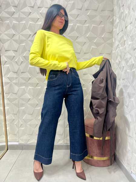 Jeans Wide Leg Cropped 