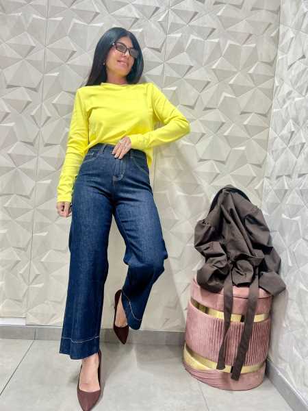 Jeans Wide Leg Cropped 
