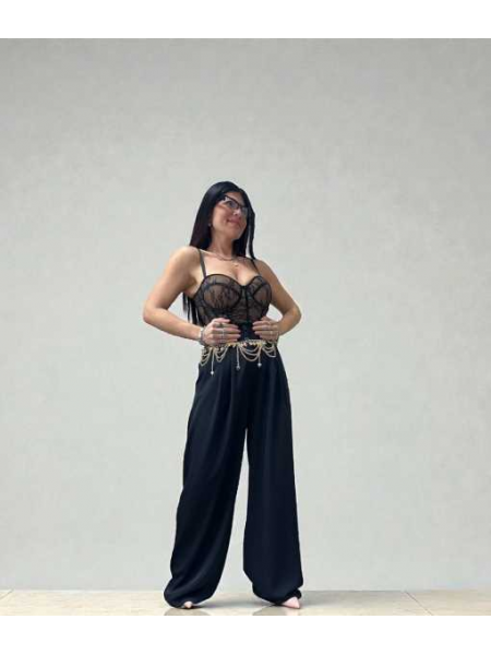 Pantalone Wide Leg A Vita Alta