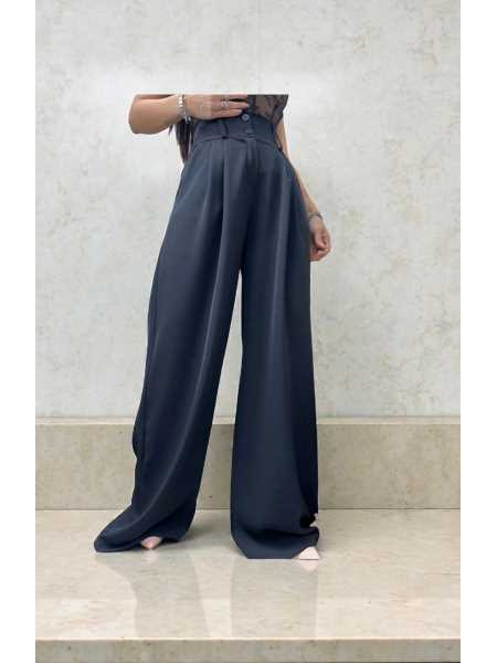 Pantalone Wide Leg A Vita Alta