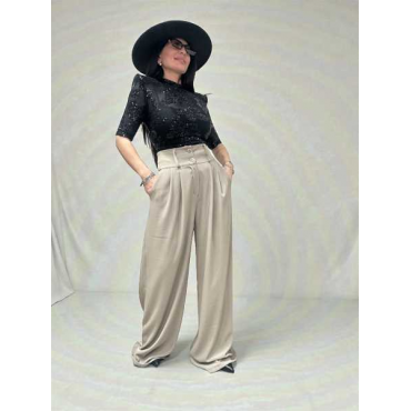Pantalone Wide Leg A Vita Alta