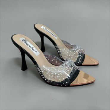 Sandalo Fascia Trasparente  Tacco 7 Cm