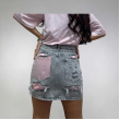 Gonna Di Jeans Distressed Con Dettagli Sparkle E Pink