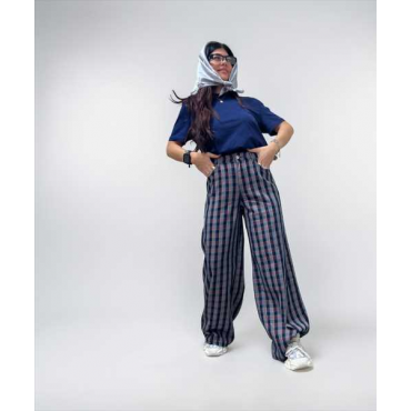 Pantaloni Wide Leg A Quadri Con Tasche A Cuore