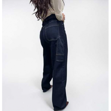 Jeans Ballon Con Bottone Asimmetrico 