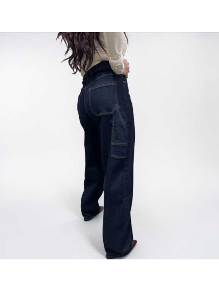 Jeans Ballon Con Bottone Asimmetrico 
