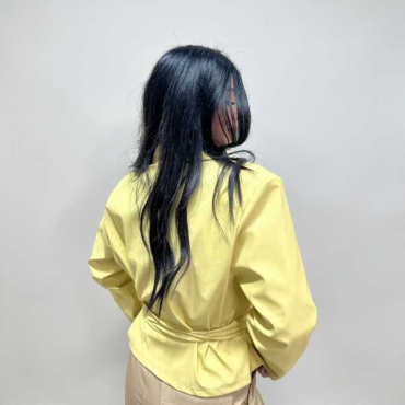 Giubbino  In Pelle Crop Con Fusciacca E Spalline Ampie Imbottite