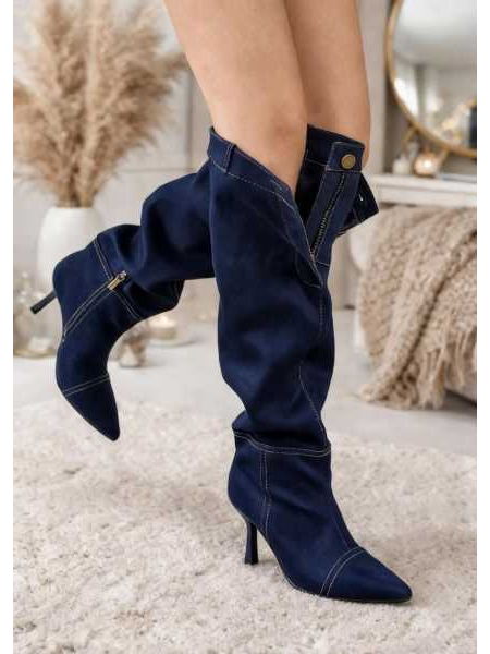 Stivale Jeans Con Tacco  8 Cm