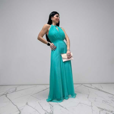 Abito Monica - Abito Lungo In Chiffon Con Scollo All’Americana