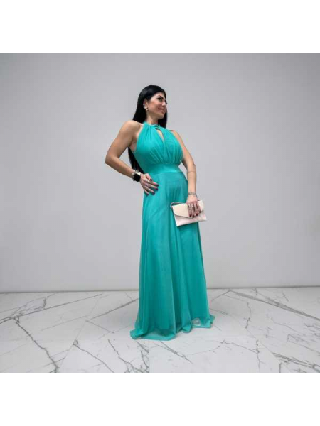 Abito Monica - Abito Lungo In Chiffon Con Scollo All’Americana