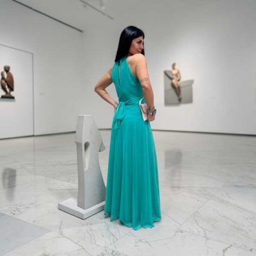 Abito Monica - Abito Lungo In Chiffon Con Scollo All’Americana