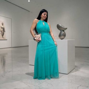 Abito Monica - Abito Lungo In Chiffon Con Scollo All’Americana