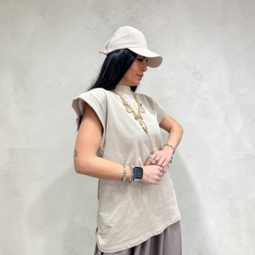 T Shirt Giromanica Con Spalline 