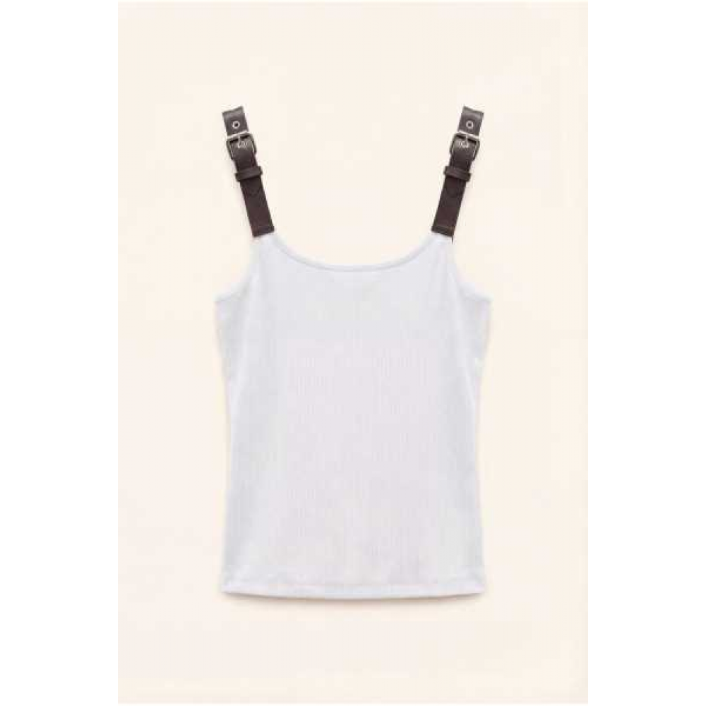 Top A Costine Con Spalline In Pelle Lumina