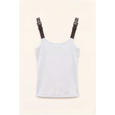 Top A Costine Con Spalline In Pelle Lumina