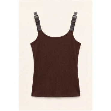 Top A Costine Con Spalline In Pelle Lumina