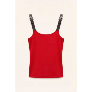 Top A Costine Con Spalline In Pelle Lumina