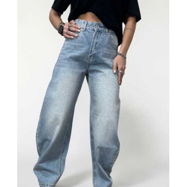 Jeans Modello Leggermente Baggy Con Tasca Posteriore Brillantina