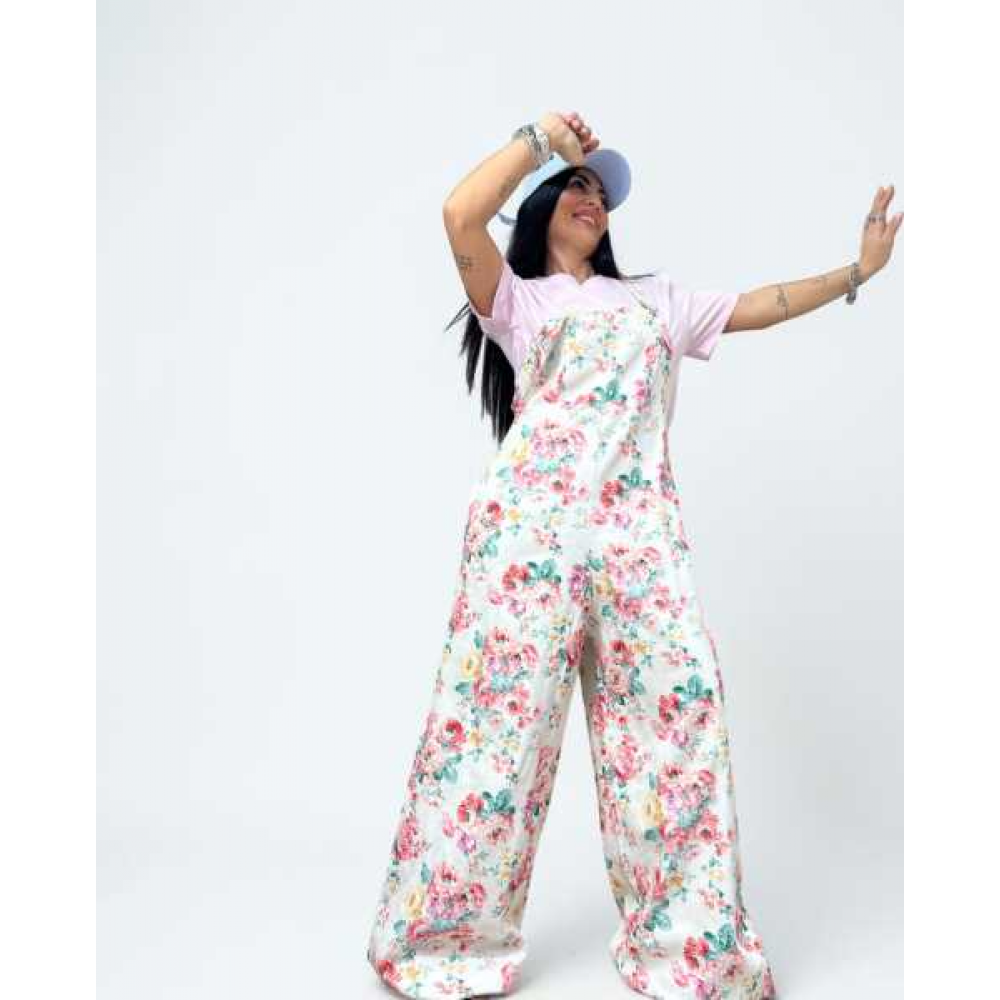 Salopette Con Stampa Floreale