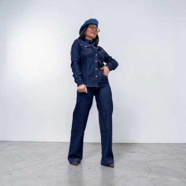 Coordinato In Denim Elasticizzato 