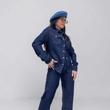 Coordinato In Denim Elasticizzato 