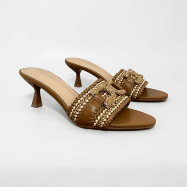 Mules Con Tacco Con Fibbia In Pelle