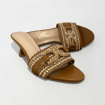 Mules Con Tacco Con Fibbia In Pelle
