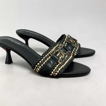 Mules Con Tacco Con Fibbia In Pelle