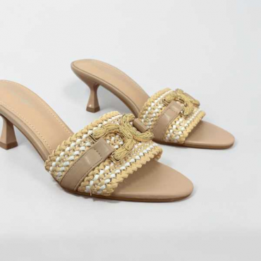 Mules Con Tacco Con Fibbia In Pelle