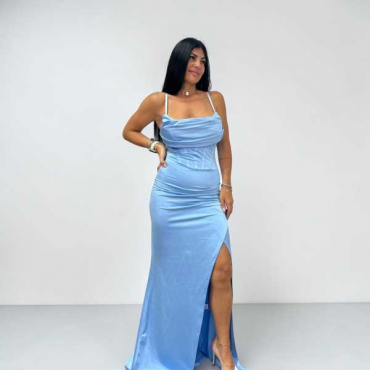 Abito Lungo Bustier A Corsetto E Spacco