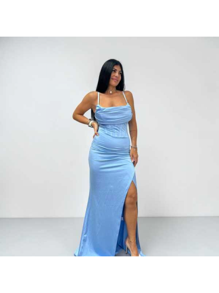 Abito Lungo Bustier A Corsetto E Spacco