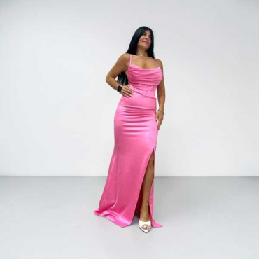 Abito Lungo Bustier A Corsetto E Spacco