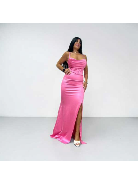 Abito Lungo Bustier A Corsetto E Spacco