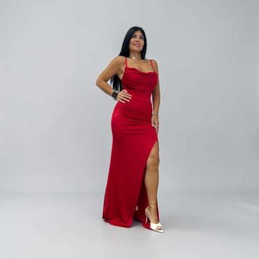 Abito Lungo Bustier A Corsetto E Spacco