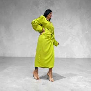Abito Midi A Portafoglio Stile Camicia Con Nodo In Vita