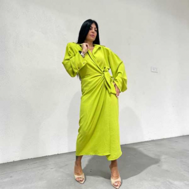 Abito Midi A Portafoglio Stile Camicia Con Nodo In Vita