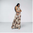 Abito Lungo Satinato Con Scollo All'americana E Cut-Out