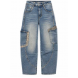 Jeans Cargo Denim Con Dettagli Animalier