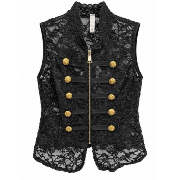Gilet In Pizzo Con Bottoni Gioiello