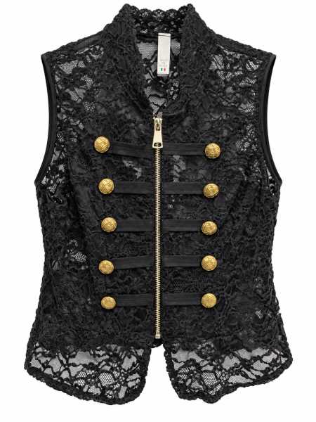 Gilet In Pizzo Con Bottoni Gioiello
