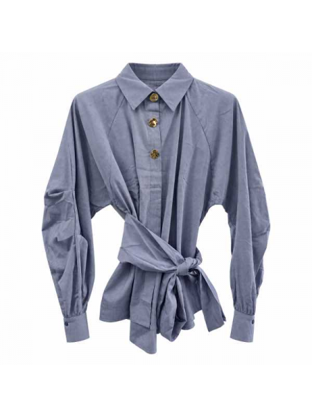 Camicia Con Fasce Da Annodare E Bottoni Dorati