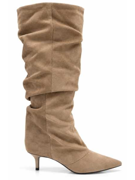Stivale Alto Donna Effetto Camoscio – Tacco 5 Cm
