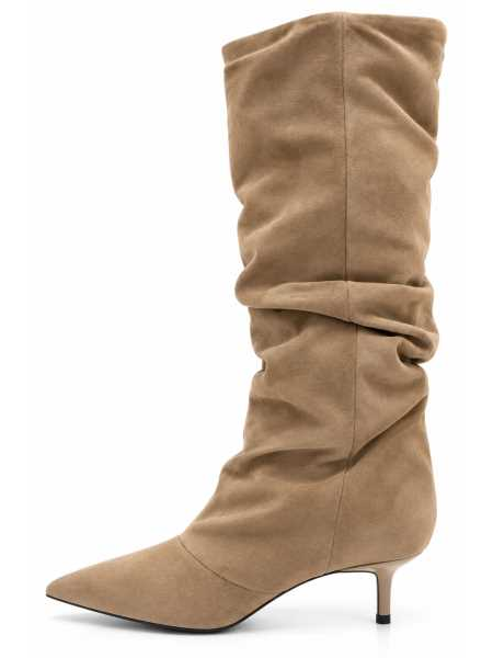 Stivale Alto Donna Effetto Camoscio – Tacco 5 Cm