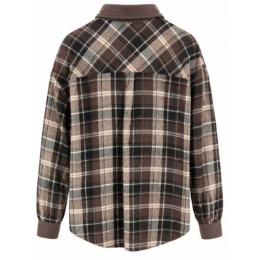 Camicia Oversize Tartan Con Colletto Borchiato