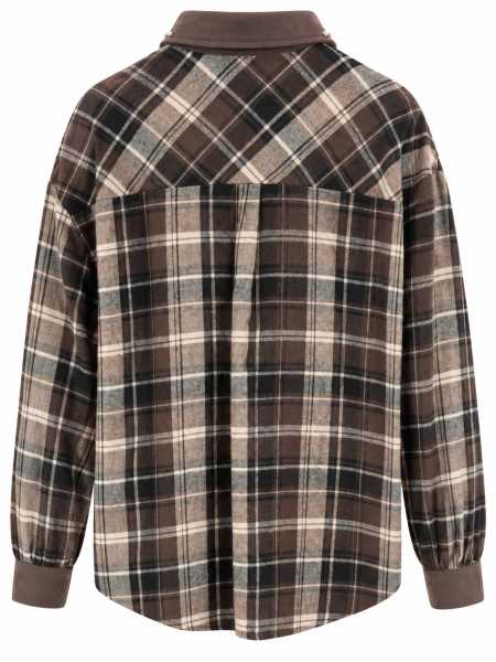 Camicia Oversize Tartan Con Colletto Borchiato